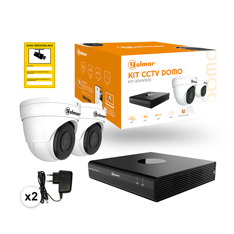Kit CCTV Golmar KIT-2DHVR2E con DVR y 2 domos AHD de 2 Mpx – Ref. KIT-2DHVR2E - referencia KIT-2DHVR2E