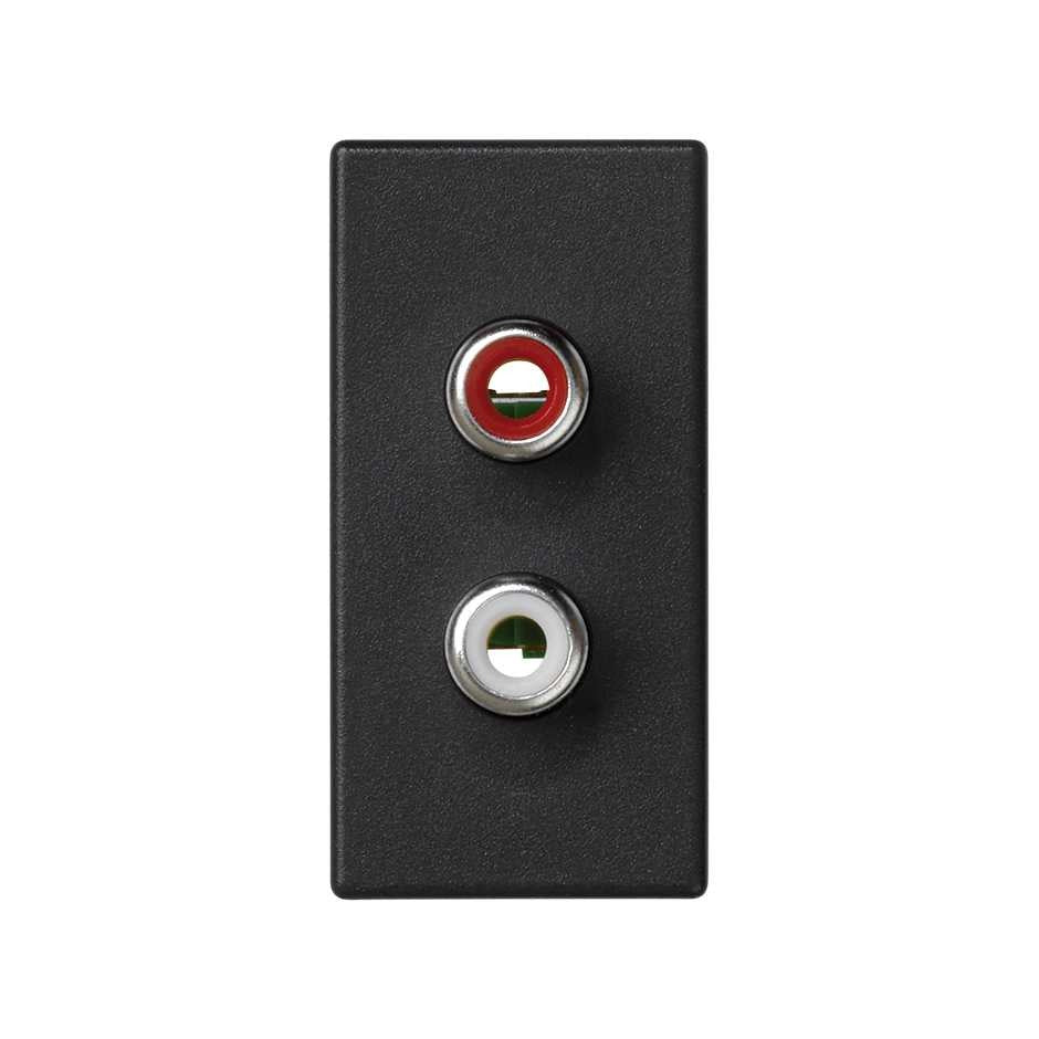 Conector 2 RCA hembra con placa embellecedora grafito SIMON Simon K45 – Ref. K101B/14 - referencia K101B/14
