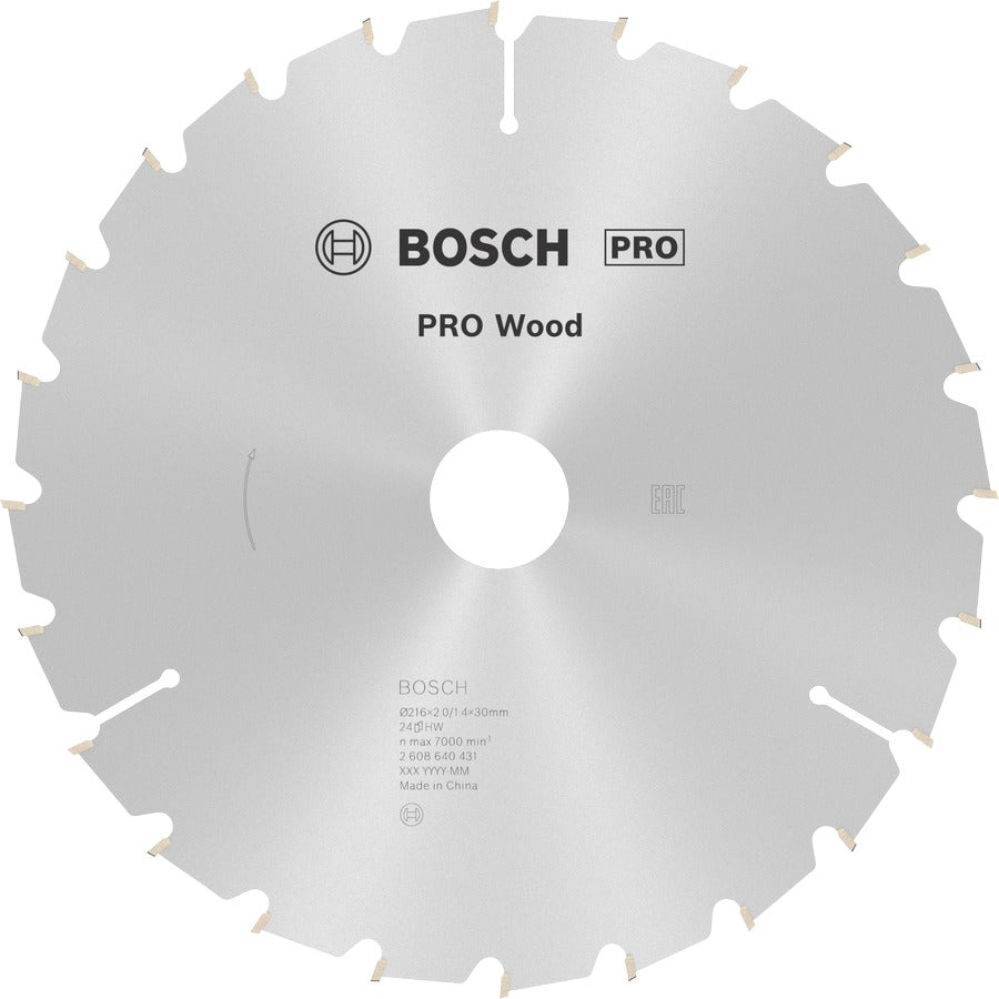 Disco de sierra circular PRO Wood 216 x 2 x 30 mm, 24 dientes BOSCH – Ref. 2608640431 - referencia 2608640431