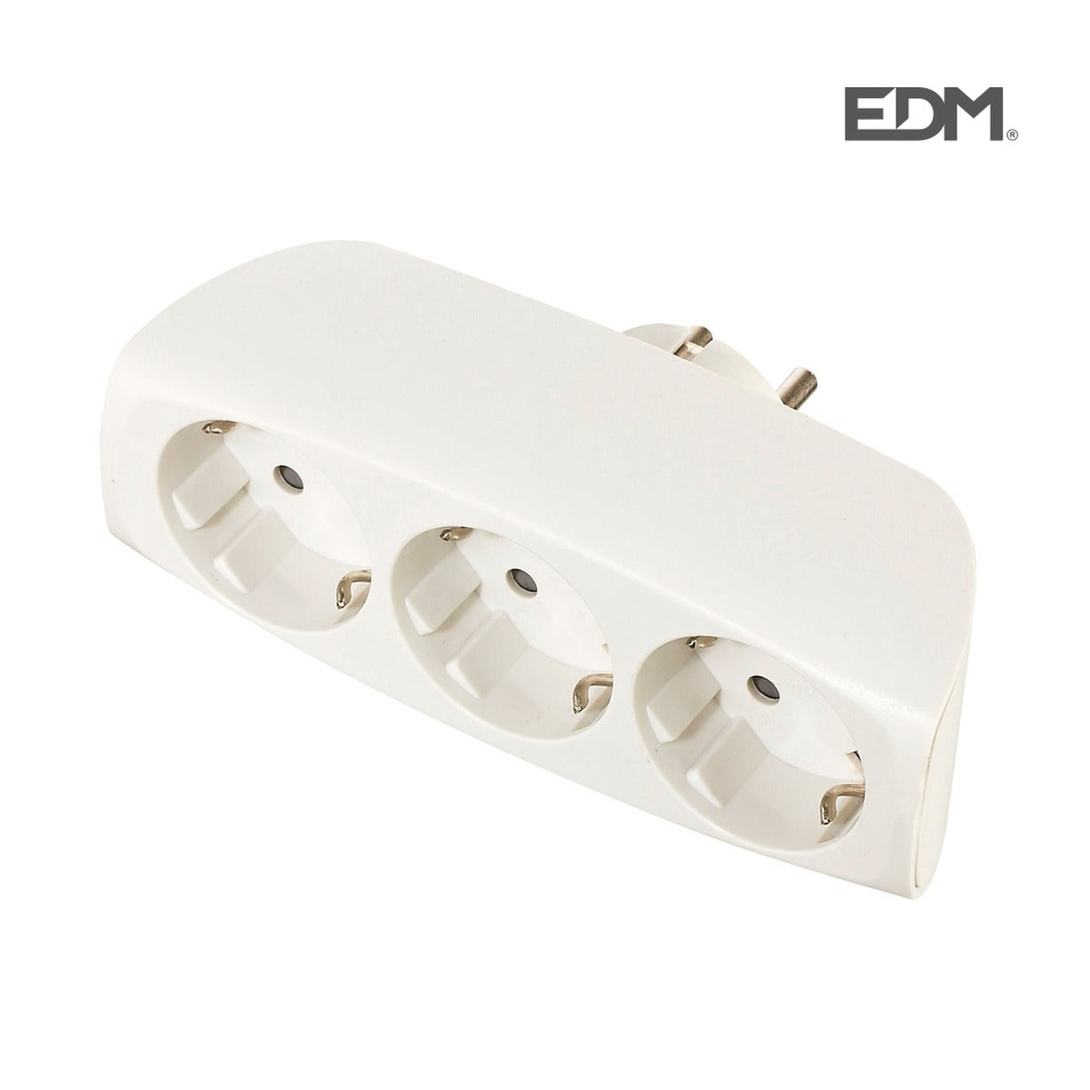 Adaptador triple Schuko frontal blanco 16 A, 250 V – Ref. EDM R40043 - referencia 40043