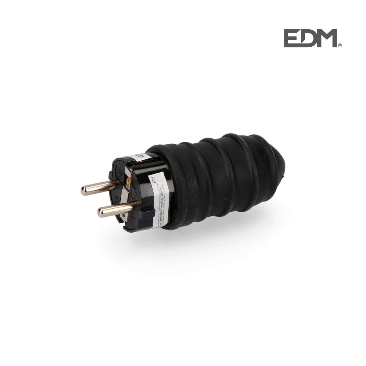 Clavija de goma negra 2P+T 16 A, 250 V, IP44 – Ref. EDM R42010 - referencia 42010