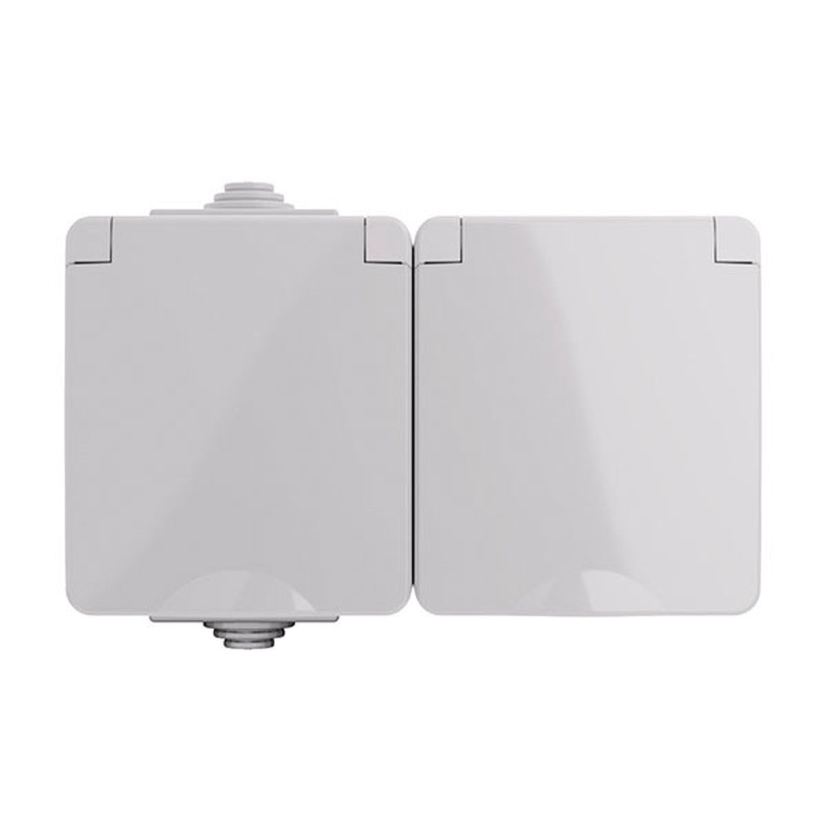 Bloque doble Schuko de superficie Atmoss S60 gris 16 A 250 V - referencia S6040614