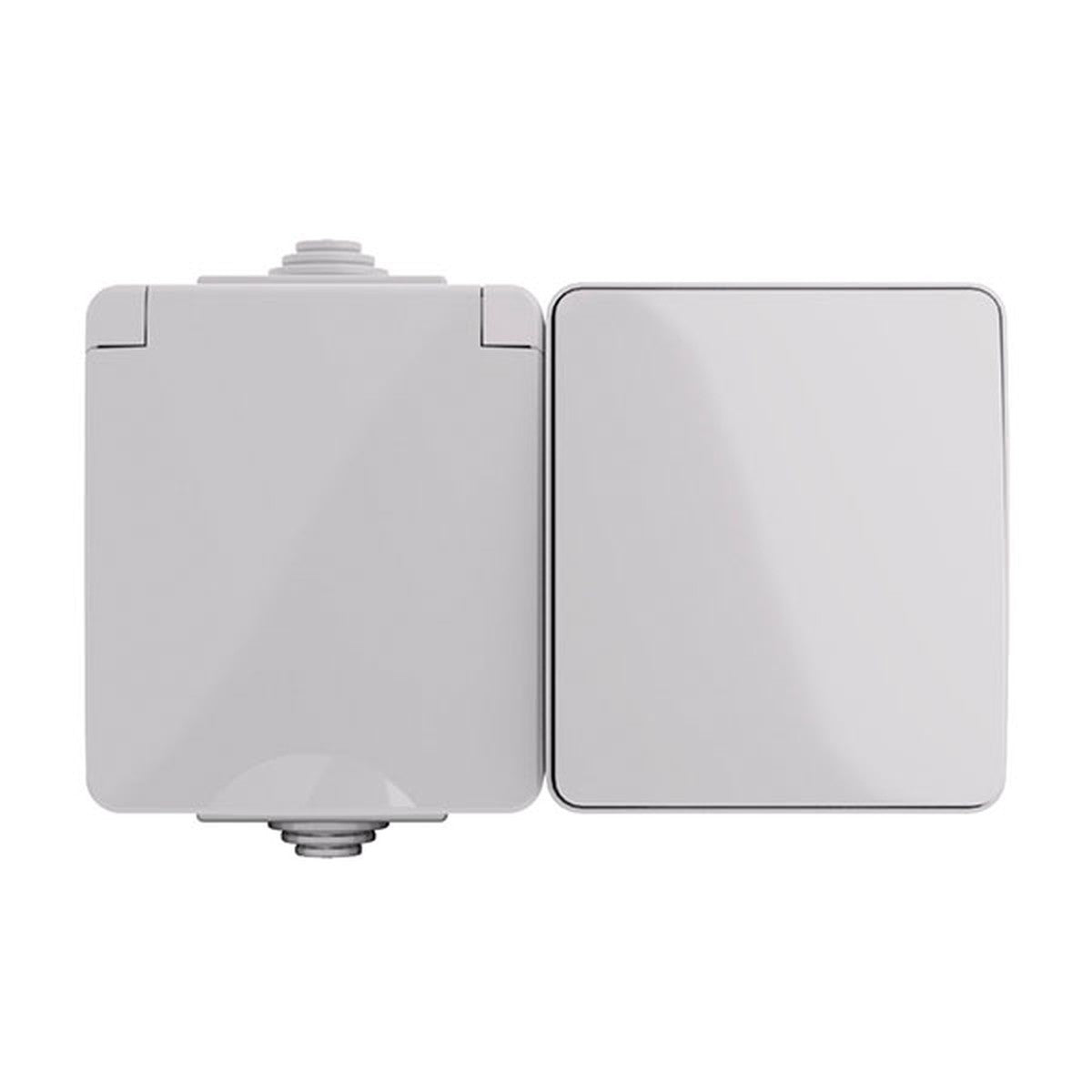 Bloque con interruptor-conmutador y Schuko Atmoss S60 gris - referencia S6040714