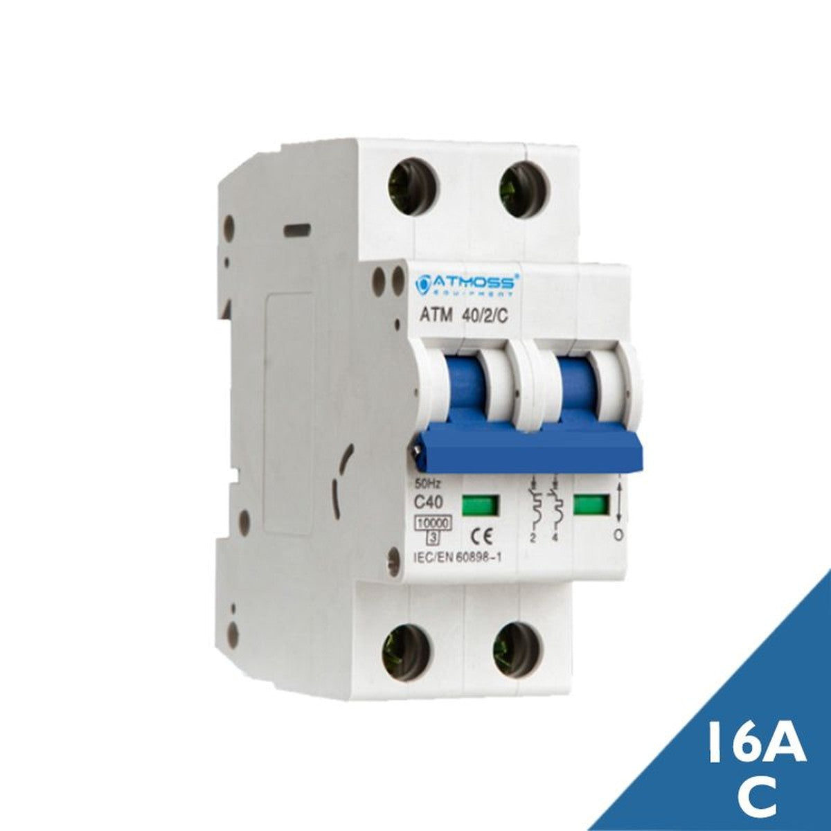 Interruptor magnetotérmico Atmoss 2P 16 A curva C 6 kA - referencia 200-MAG024