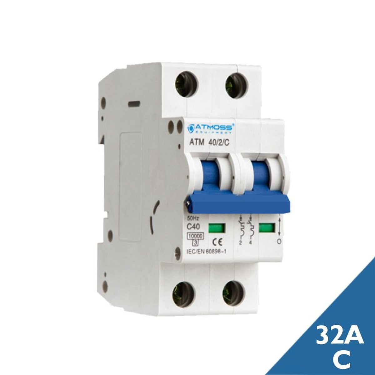 Interruptor magnetotérmico Atmoss 2P 32 A curva C 6 kA - referencia 200-MAG027