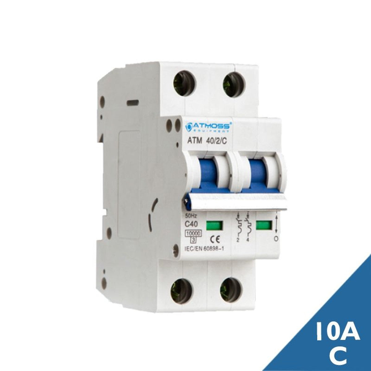 Interruptor magnetotérmico Atmoss 2P 10 A curva C 10 kA - referencia 100MAG0001