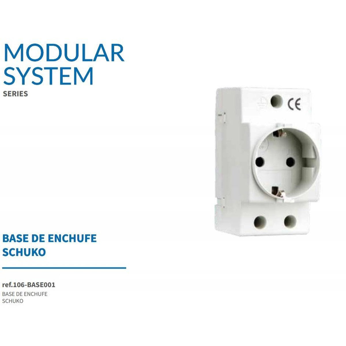 Base de enchufe Schuko Atmoss 16 A para carril DIN - referencia 106BASE001