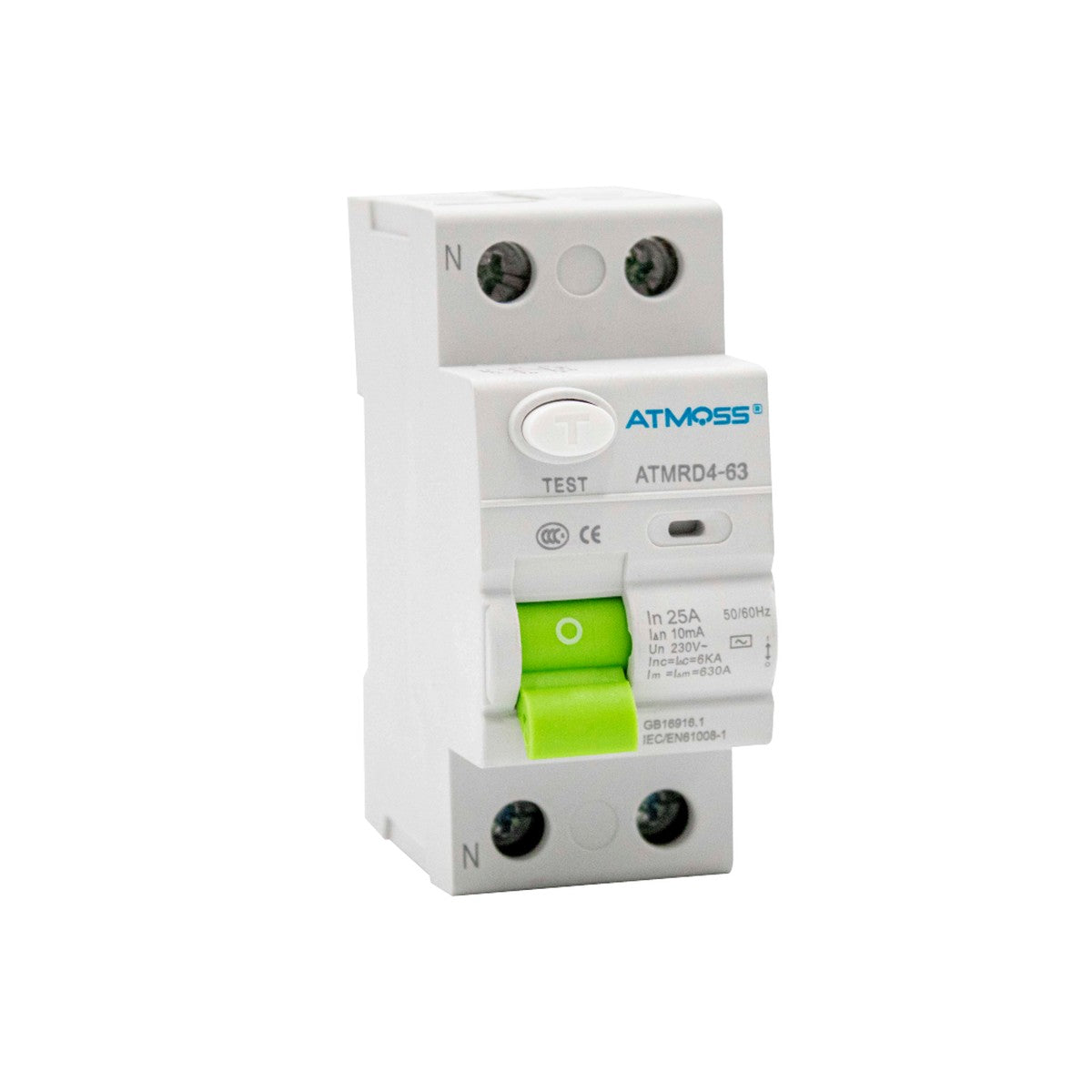 Interruptor diferencial Atmoss 2P 25 A 10 mA 6 kA tipo AC - referencia 100DIF029