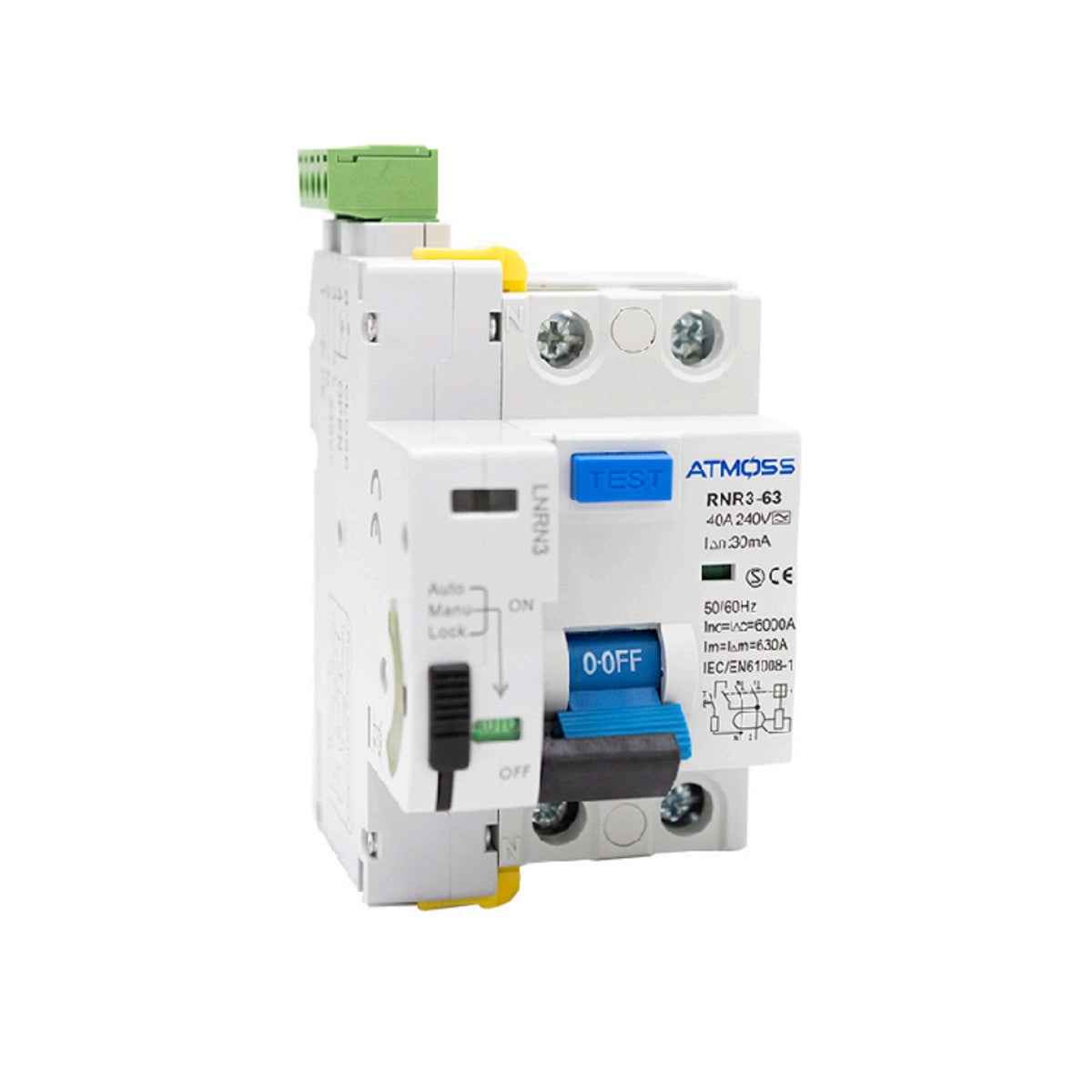 Interruptor diferencial rearmable Atmoss 2P 40 A 30 mA 10 kA tipo A - referencia 100DIF040