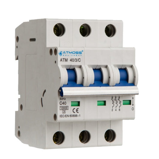 Interruptor magnetotérmico 3P 10 A curva C 10 kA Atmoss – Ref. 000MAG0001