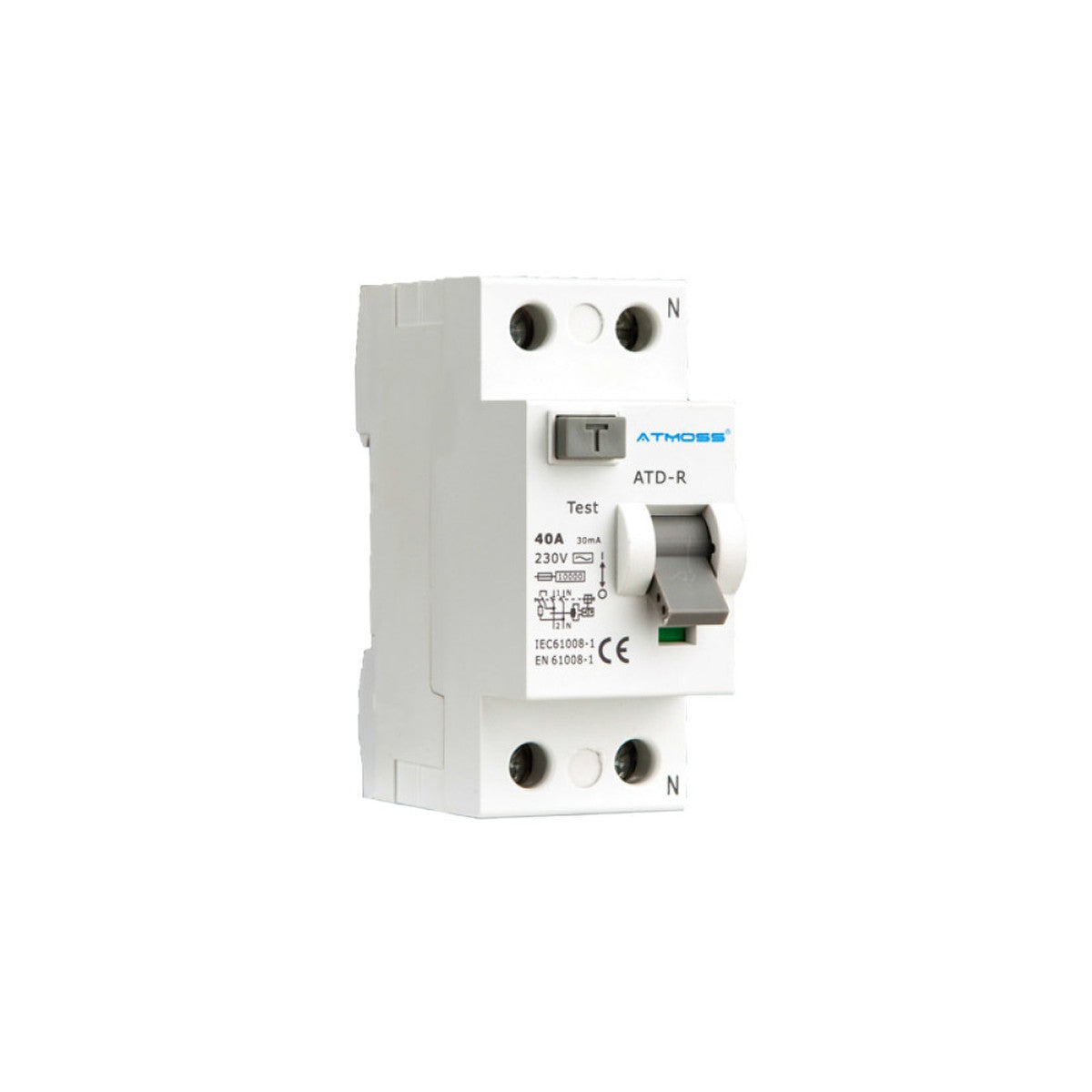 Interruptor diferencial Atmoss 2P 63 A 30 mA tipo AC 10 kA - referencia 100DIF0005