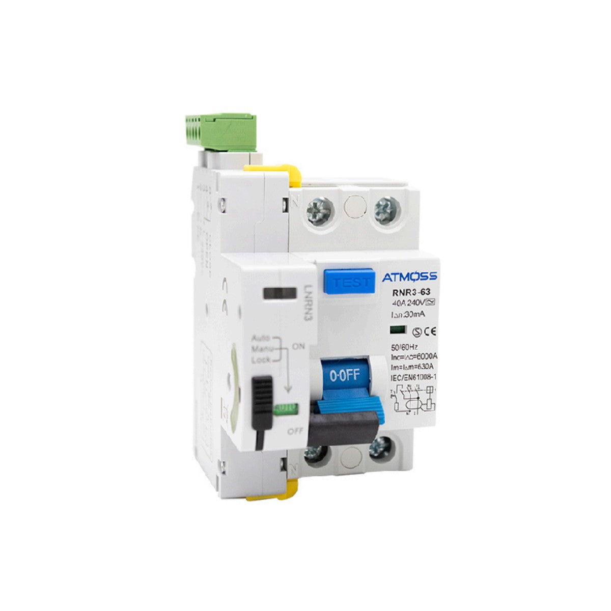 Diferencial rearmable Atmoss 2P 40 A 300 mA tipo A 6 kA - referencia 100DIF031