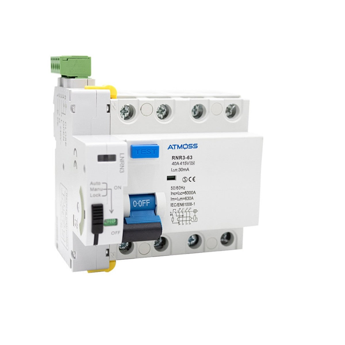 Diferencial rearmable Atmoss 4P 40 A 30 mA tipo A 10 kA - referencia 100DIF041