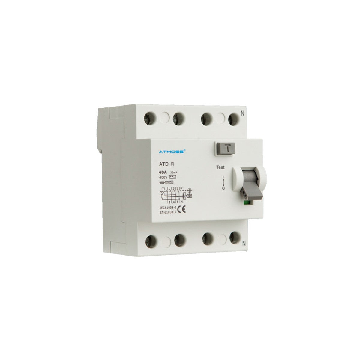 Interruptor diferencial Atmoss 4P 63 A 300 mA tipo AC 10 kA - referencia 101DIF000003