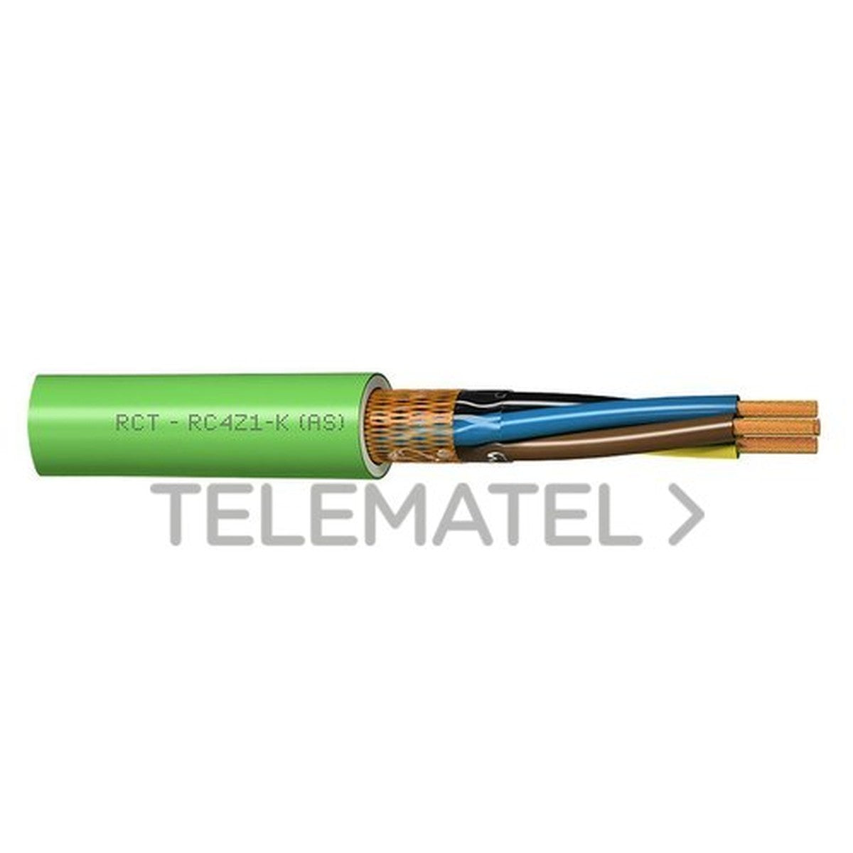 Cable apantallado RCT RC4Z1-K (AS) 0,6/1 kV 3G1,5 mm² verde - referencia 8303015099