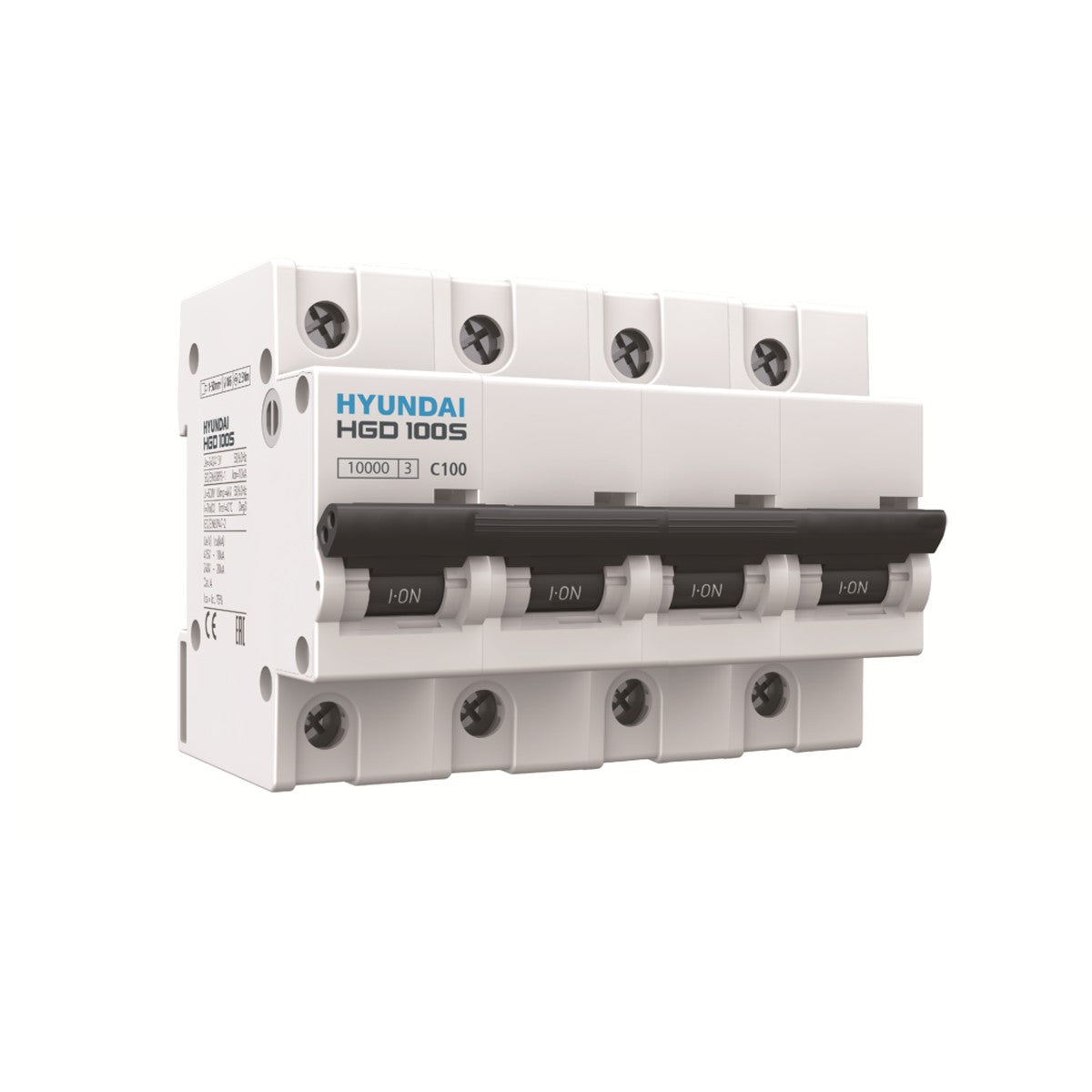 Interruptor magnetotérmico Hyundai HGD100S 4P 100 A curva C 10 kA – Ref. HGD100S-4P100C