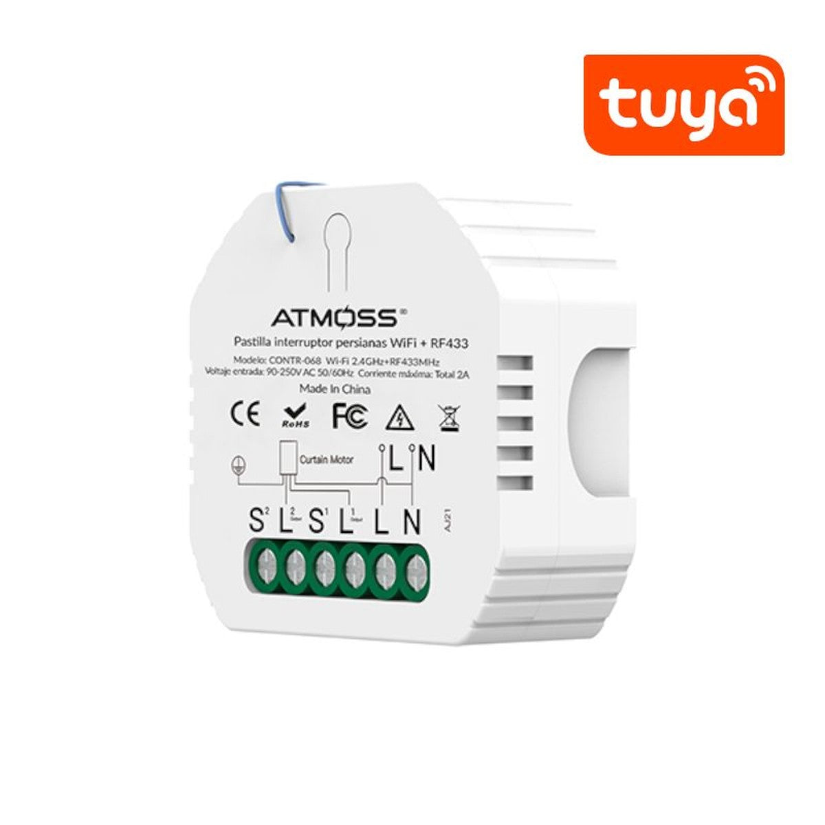 Módulo interruptor de persianas ATMOSS Wi-Fi y RF433 – Ref. CONTR-068