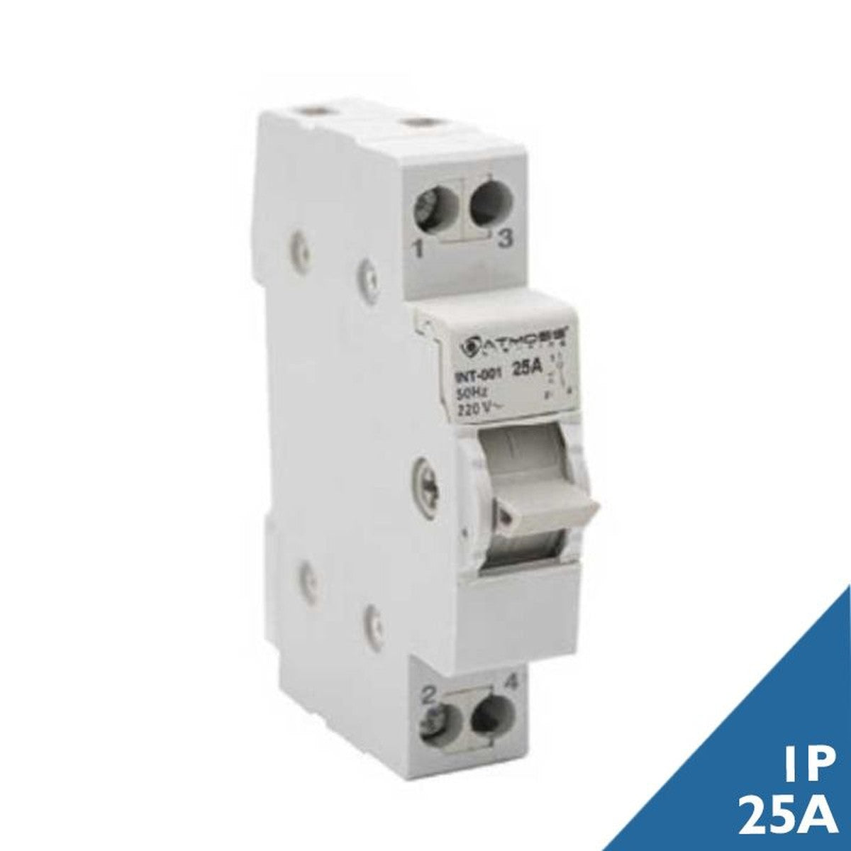 Interruptor-conmutador ATMOSS para carril DIN, 1P 25 A – Ref. INT-001 - ATMINT001