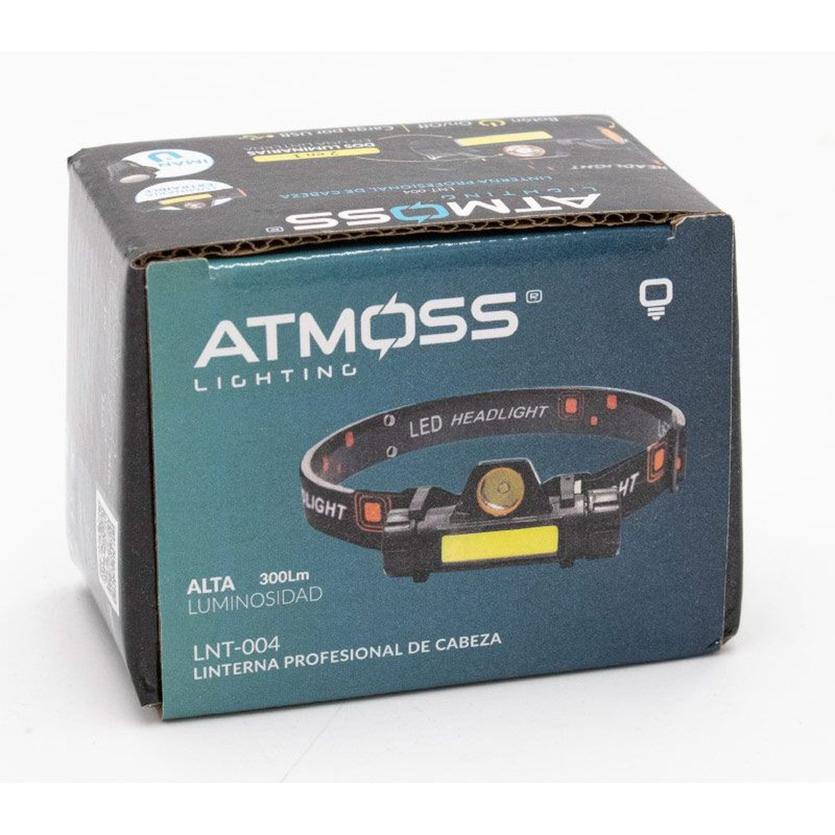 Linterna frontal extraíble ATMOSS 2 en 1, 300 lm y batería de 2000 mAh – Ref. LNT-003 - ATMLNT003