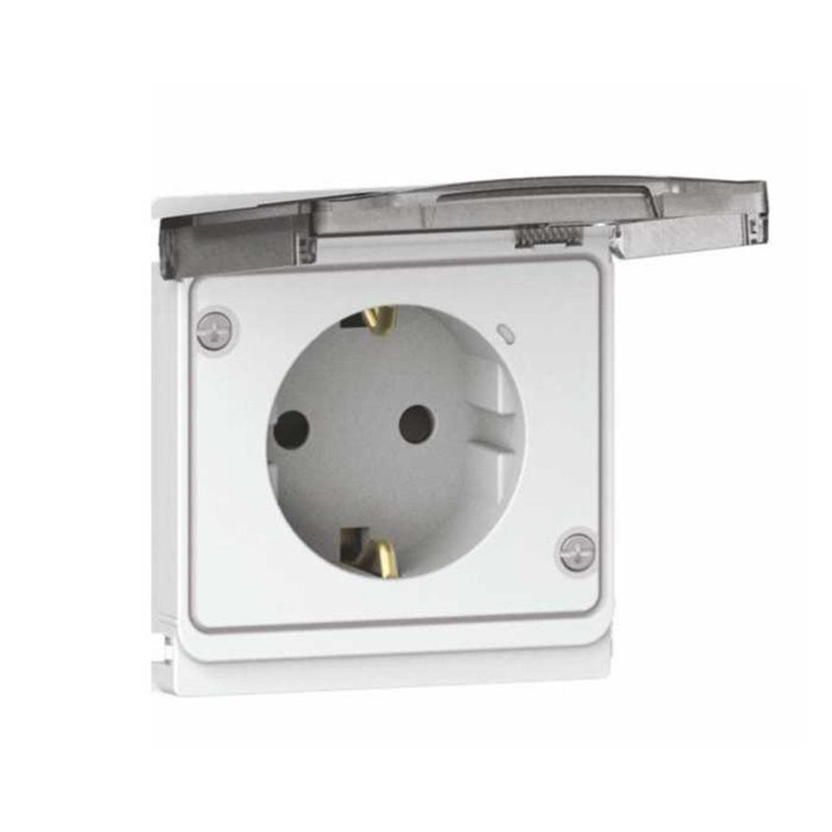 Base de enchufe ATMOSS S55 de 16 A con tapa, blanca – Ref. S55.112.10 - ATMS5511210
