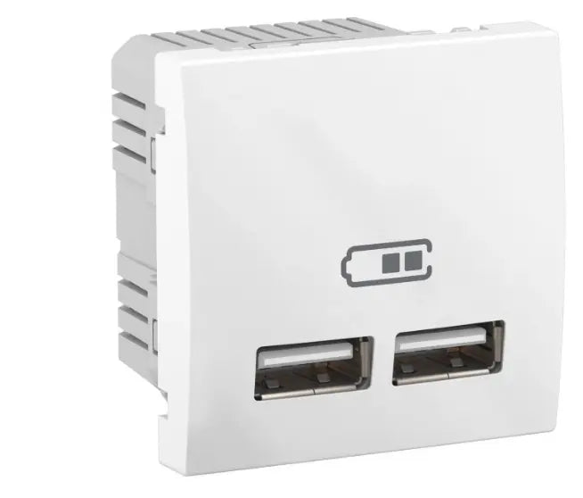 Cargador doble USB Schneider Unica 2,1 A blanco – Ref. MGU3.418.18