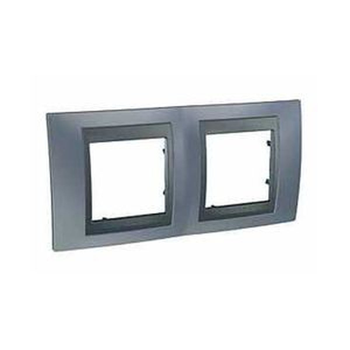 Marco doble horizontal Schneider Unica Top gris metal y grafito – Ref. MGU66.004.297