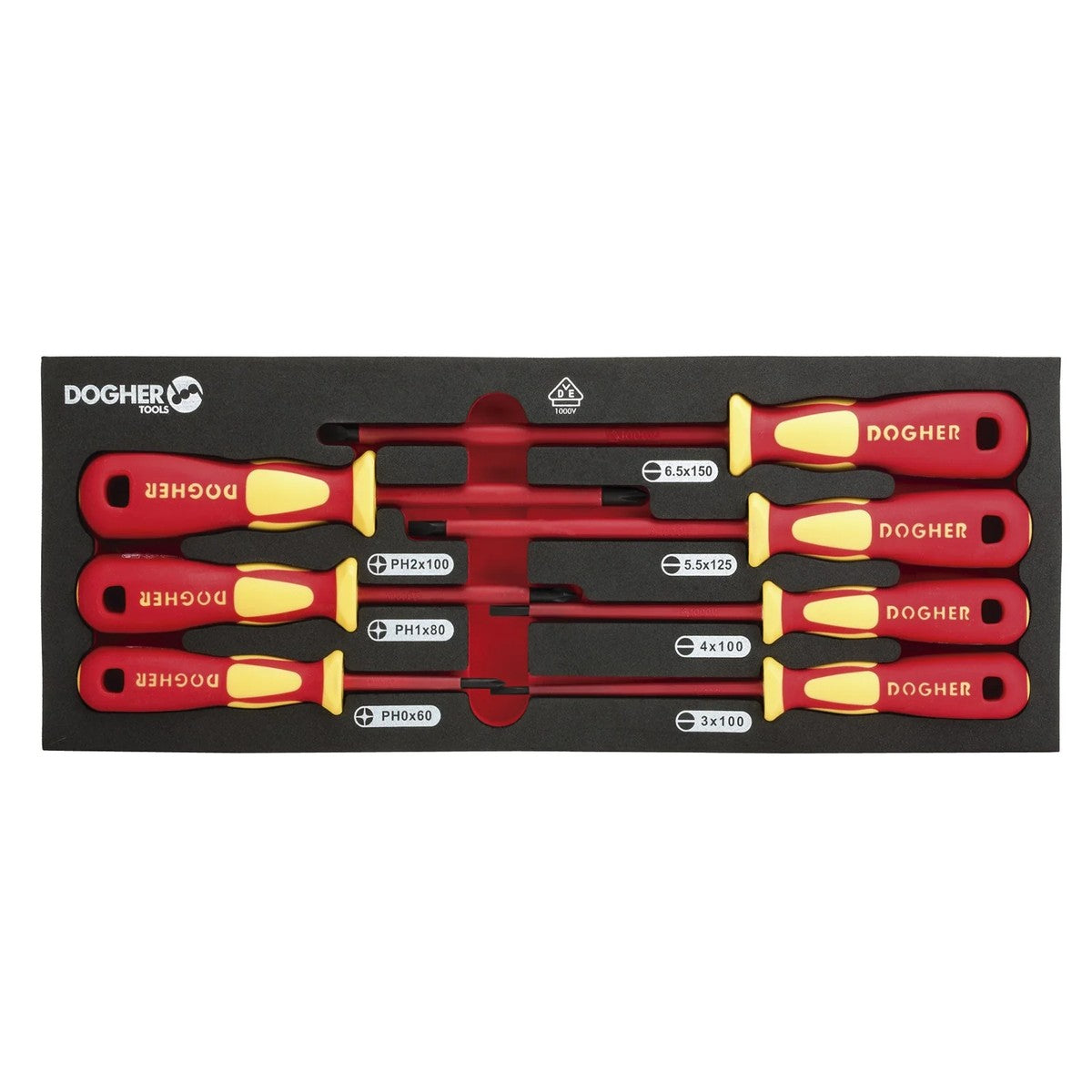 Bandeja de 7 destornilladores aislados Dogher VDE - referencia DOG360080