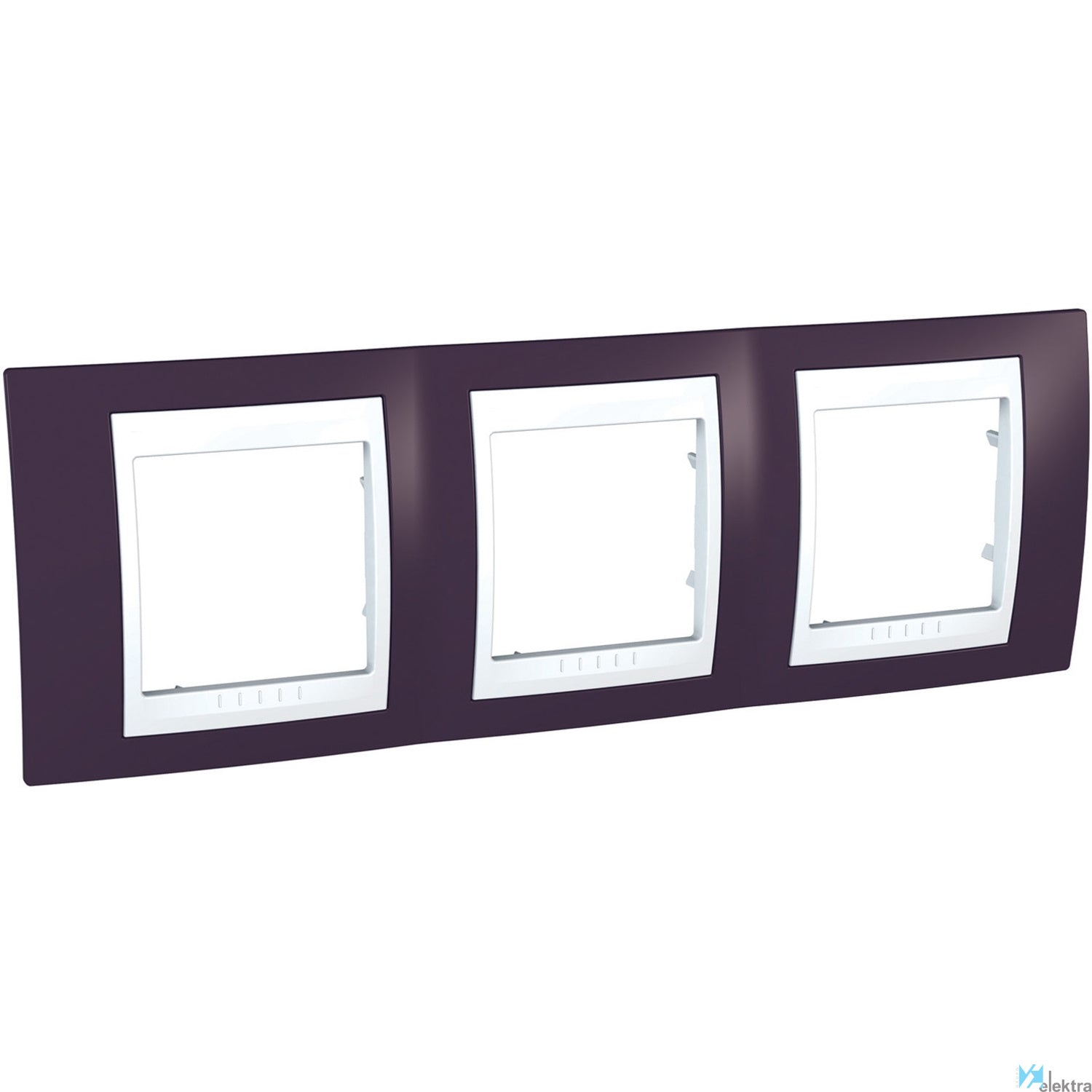 Marco horizontal tres elementos Schneider Unica Plus U6.006.872 granate