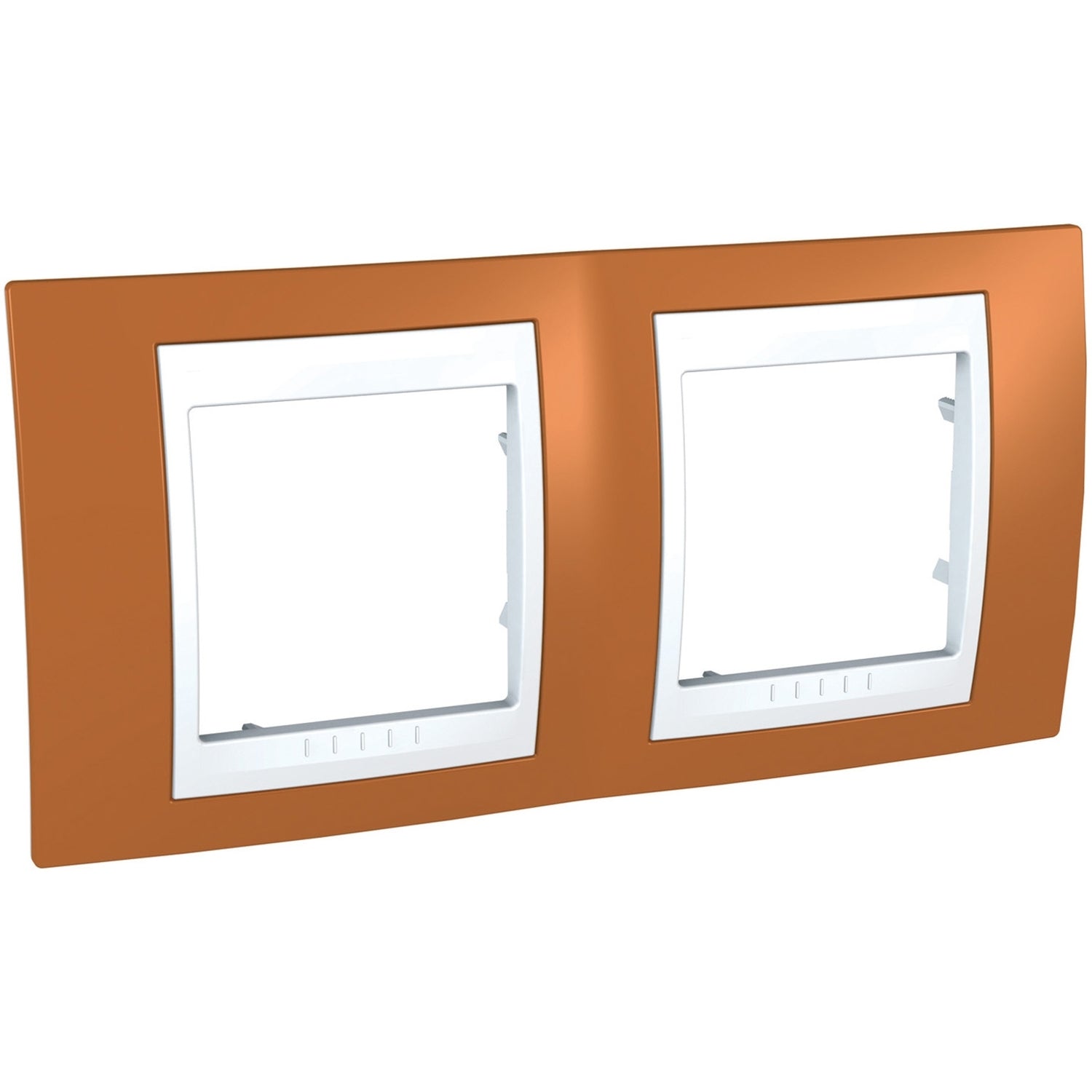 Marco horizontal dos elementos Schneider Unica Plus MGU6.004.869 naranja