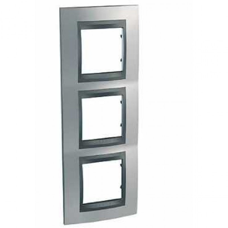 Marco 3 elementos vertical cromo satinad Schneider Electric MGU66.006V.238