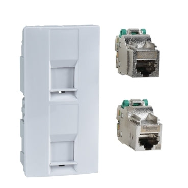 Tapa doble+rj 45 cat 5e ftp blanco polar Schneider Electric MGU3.480.18