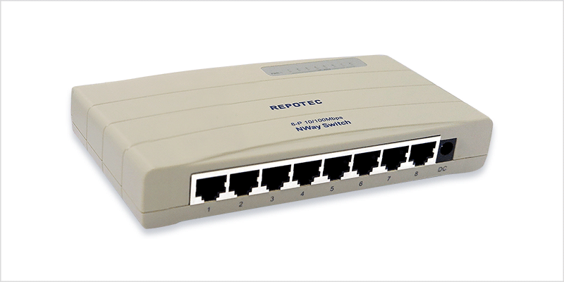 Switch HUB sobremesa 10/100 8p RJ45 carc Repotec RP-1708K