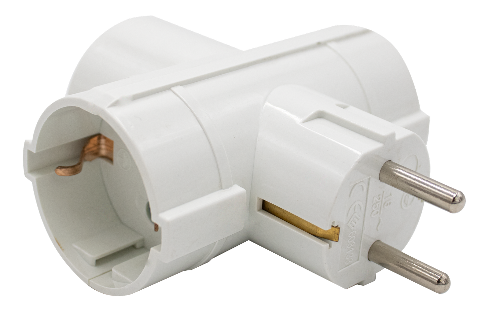 Adaptador triple Schuko blanco Atmoss