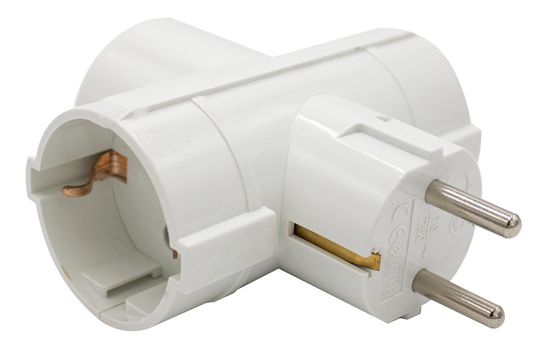 Adaptador triple Schuko blanco Atmoss