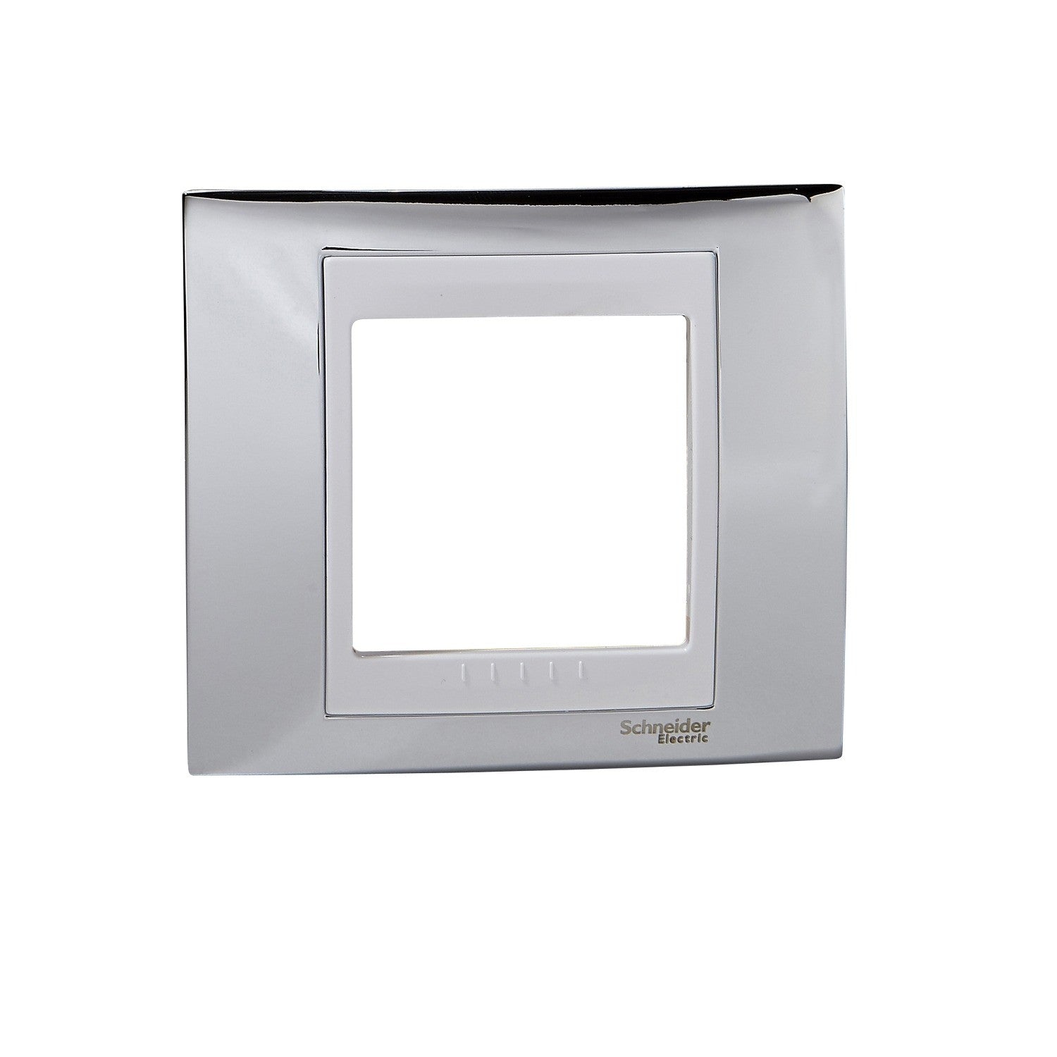 Marco de un elemento cromo brillante y blanco Schneider Electric Unica