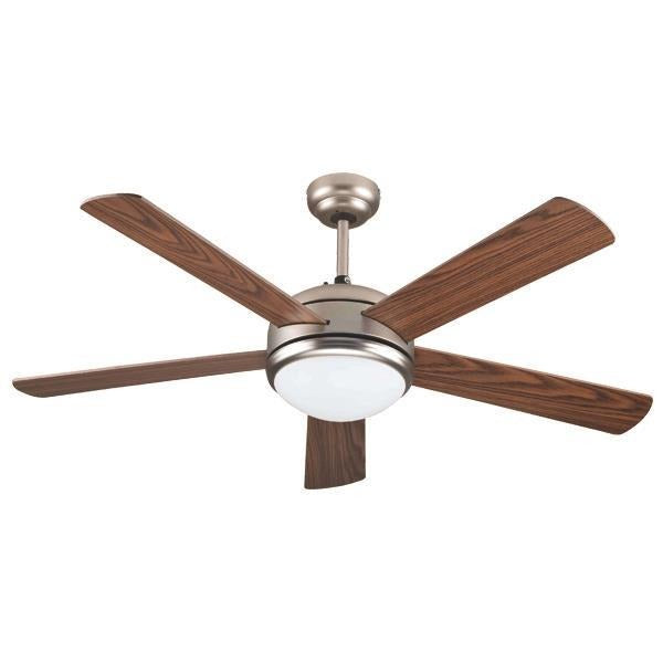 Ventilador de techo Aimur de cinco aspas níquel y madera