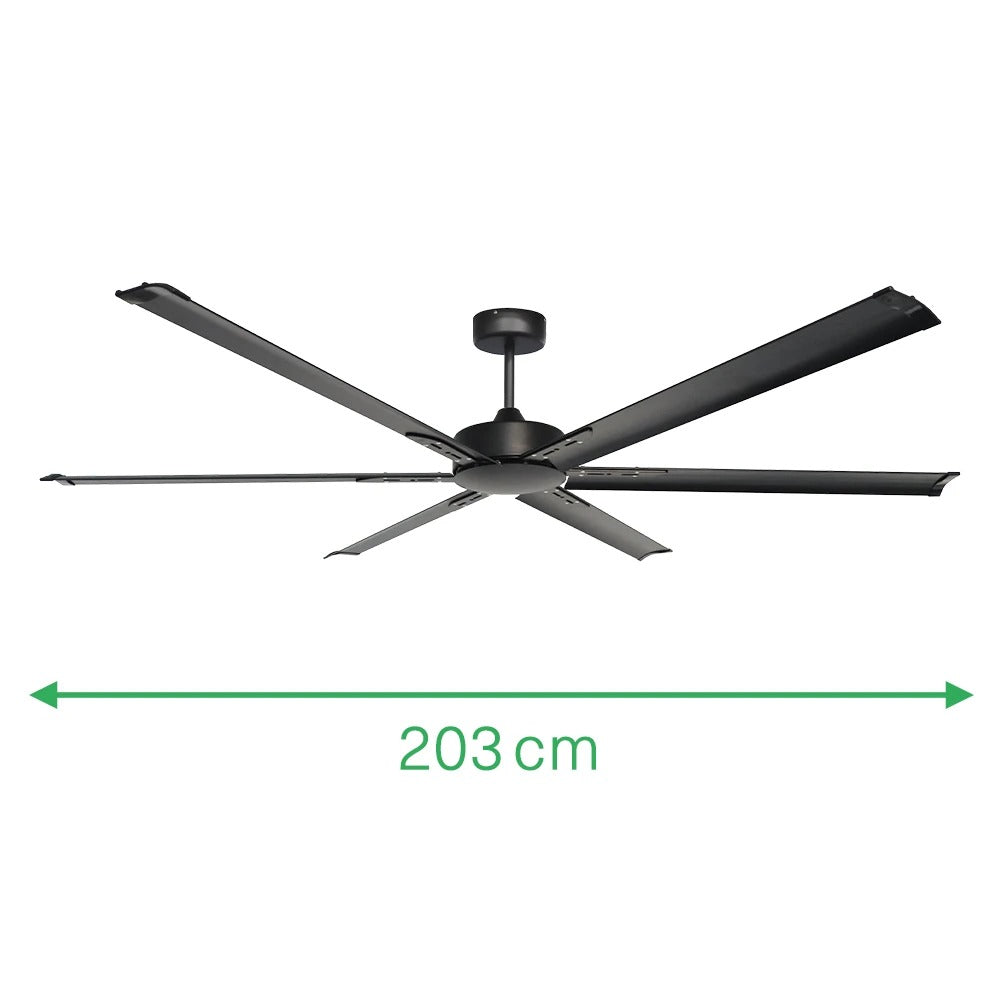 Ventilador de techo industrial negro Elnur Gabarrón V-25 DC de 203 cm