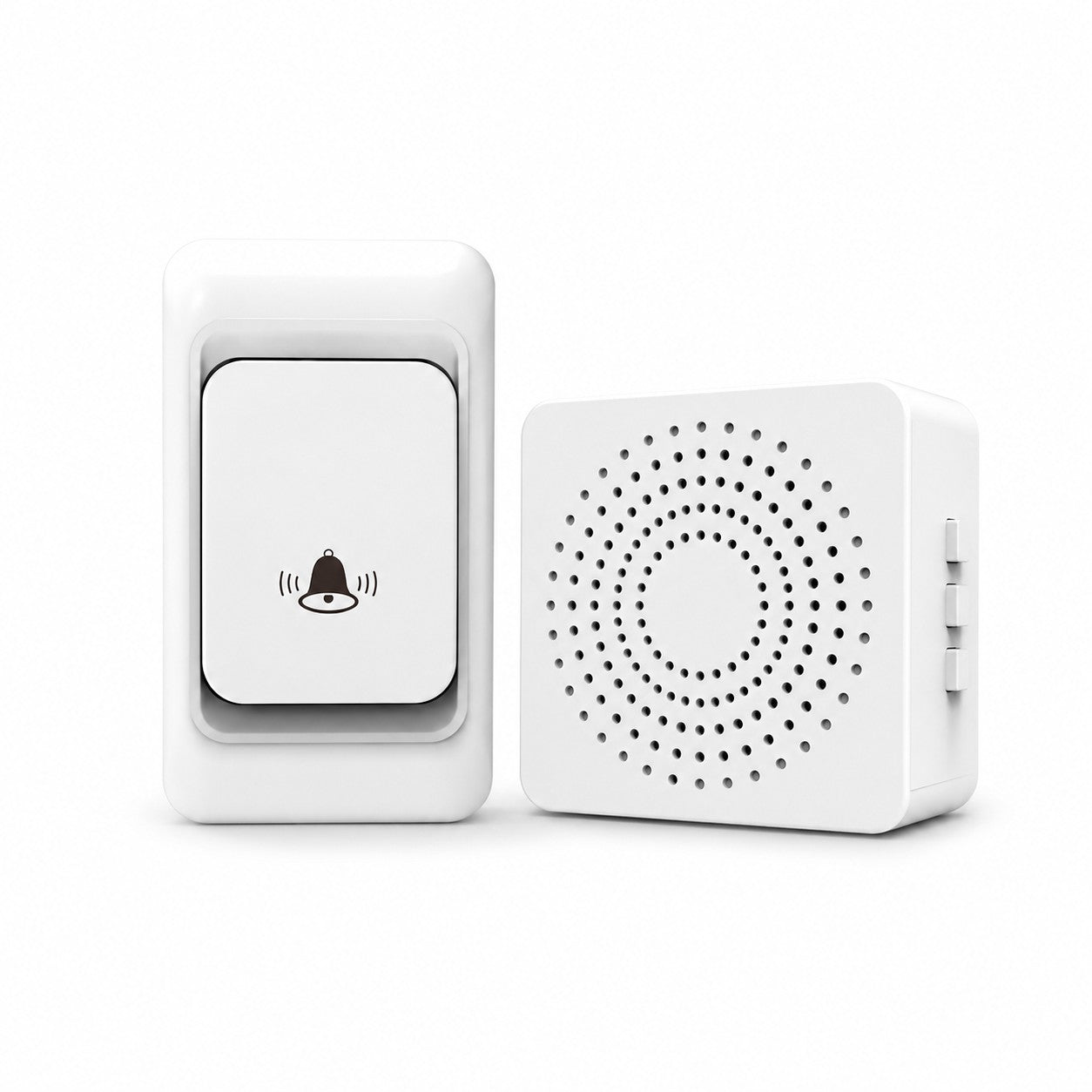 Timbre inalámbrico Atmoss TIMB-397 con pulsador a pilas y receptor enchufable