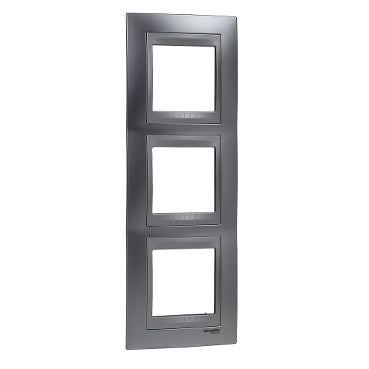 Marco vertical Schneider Unica Top 3 elementos cromo satinado