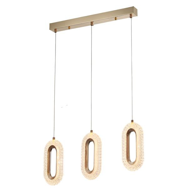 Lámpara colgante Aimur Kriko oro rosa lineal de 3 luces
