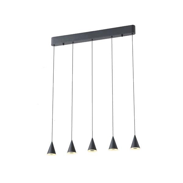 Lámpara colgante Aimur Campanelle negro lineal de 5 luces