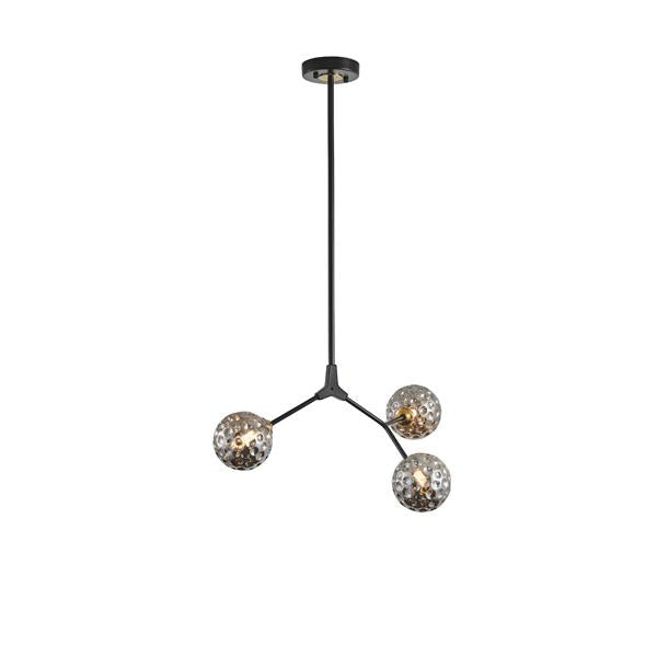 Lámpara colgante Aimur Atom negro de 3 globos