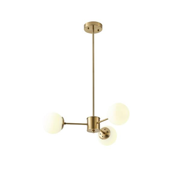 Lámpara colgante Aimur Orba blanco y cobre de 3 luces