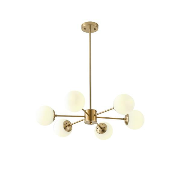 Lámpara colgante Aimur Orba blanco y cobre de 6 luces