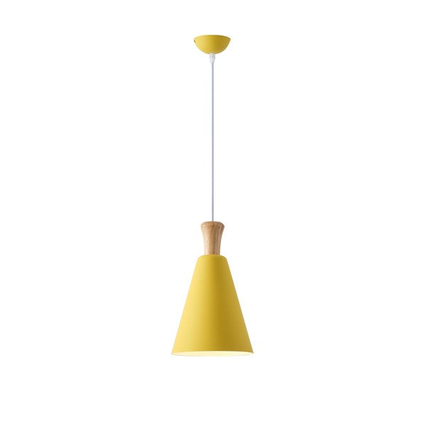 Lámpara colgante Aimur Opaco amarillo y madera