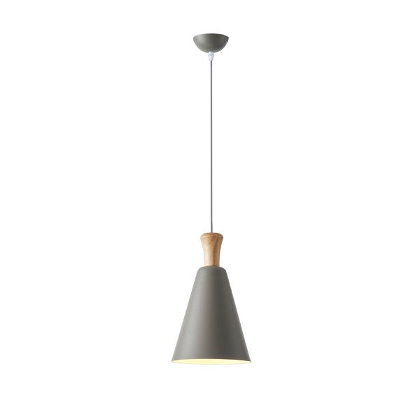 Lámpara colgante Aimur Opaco gris y madera