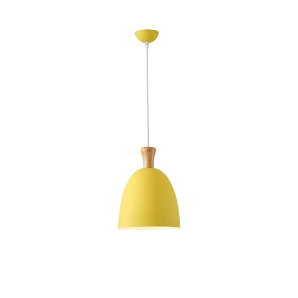 Lámpara colgante Aimur Simplo amarillo y madera