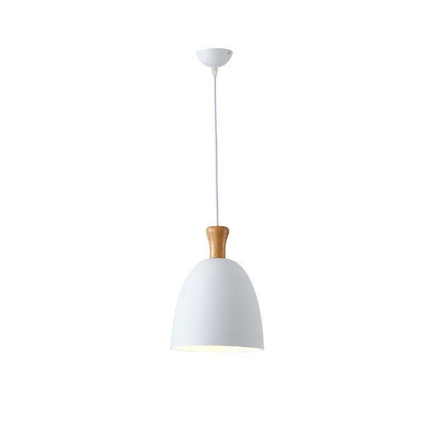 Lámpara colgante Aimur Simplo blanco y madera
