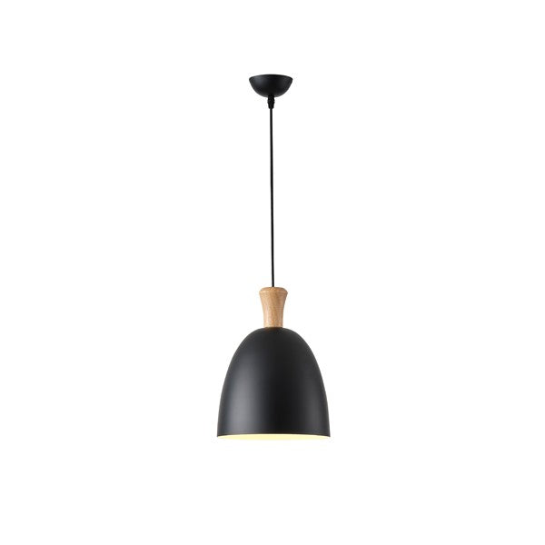 Lámpara colgante Aimur Simplo negro y madera