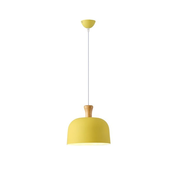 Lámpara colgante Aimur Smooth amarillo y madera